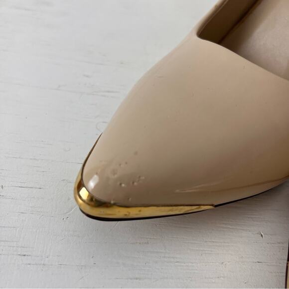 Shiekh nude faux patent ultra high heels gold tone toe plate 10 - Picture 9 of 12